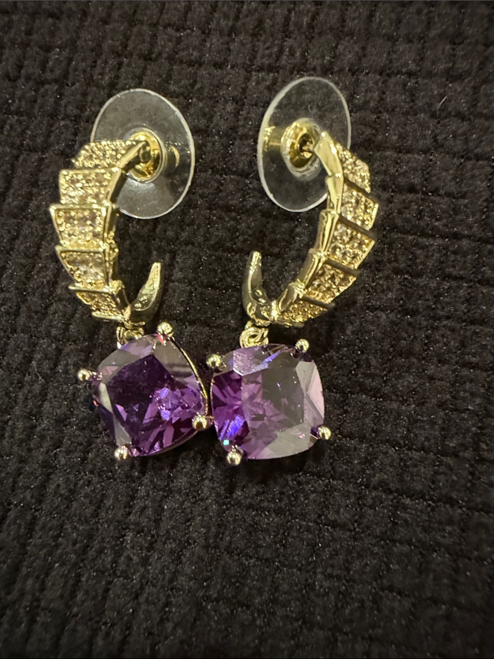 Matching gold tone and amethyst bracelet and earrings. - Picture 6 of 6